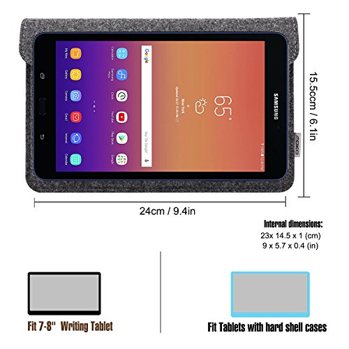 MoKo Universal 7-8 Zoll Felt Sleeve Hülle – Tragbare Filz Schutzhülle Tasche für Apple iPad mini 1 / 2 / 3 / 4, Samsung Galaxy Tab S2 8.0, E 8.0, Tab A 8.0, Tab 4 7.0/8.0, Tab E Lite 7.0, Dunkelgrau - 4