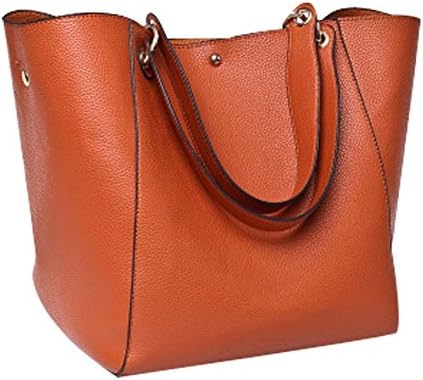 Fanova Large Women Shoulder Bag For Firls Quality PU Leather Tote Big Bag And Inside Hand bag 2 PCS Brown (brown)