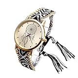 JSDDE 1PC Jolie Engagements Motif Tissé Bracelet Bande de Corde Quartz Cadran Mo