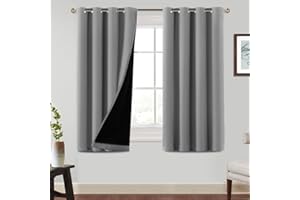 BellaHills Tende Oscuranti per Interni 2 Pezzi L140 x A145 cm, Tende Termiche per Soggiorno Tende Camera da Letto Tenda Oscurante ad Anelli Tende per Interni Tende Moderne, Grigio Tortora