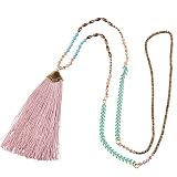❤️A HERMOSO ENCANTO ❤️De diseño original y hecho a mano, las hermosas perlas de cristal están perfectamente tejidas en la suave cuerda de nylon, cómodas de usar. Collar hecho a mano que hace ineludible declaración de moda día tras día. Se puede usar con un vestido informal holgado, vestido de fiesta, vestido de playa, etc. Disfruta de una combinación vibrante de belleza rústica y glamour.