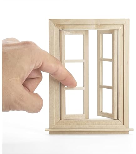 Baoblaze Puppenhaus-Fensterläden – 8 Stück, Aus Holz, Für 1:12 Miniaturhäuser – DIY Dekoration