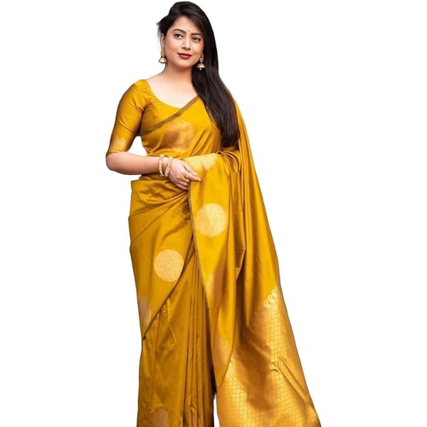 Ethnic Closet Sari Indien Lin Imprimé Floral Orange – Sari Traditionnel Femme Avec Chemisier Non Cousu, Élégant Pour Mariage & Fêtes