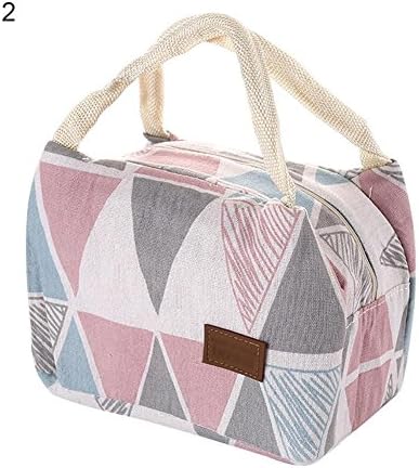 Golden Lank Striped Cotton Fashion Insulation Waterproof Portable Cooler Reusable Lunch Box Bag (#2)