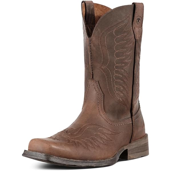 Ariat Men's Valor Ultra Western Boot In Dark Tan/Rocky Blue - Wide Size 14, Premium Leather Work Boot - View #5