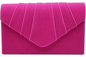 wocharm Ladies Pleated Suede velvet Clutch Bag Handbag Bridal Evening Prom Party