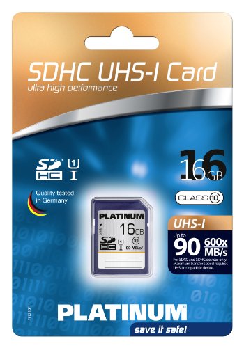 Platinum 16 GB SDHC UHS-I class 10 Speicherkarte (bis zu 90 MB/s Lesen, 600x) - 2