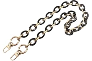 WANYI 100CM Chaînes Sac à Main Résine Acrylique Sangle Sac Bandouliere Chaîne de Remplacement en Métal Chaine Sac Or avec Boucles pour Sac Bandoulière, Sac, Portefeuille(Noir)