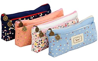 Ipow® sac de toile crayon cosmétique sac trousses scolaire, ensemble de 4(pastoral)