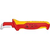 KNIPEX Wire stripper knife with sliding guide in blister insulated with | With handles coated in bicomponent material, VDE te