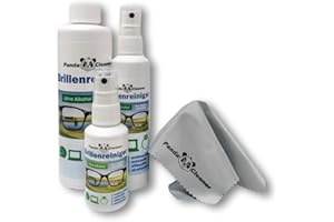 PANDACLEANER® Set 400ml Eyewear Spray de 50 ml à emporter + 100 ml pour la maison + flacon de 250 ml | sans alcool | anti-buée | sans stries | Aussi pour les écrans, moniteurs, visières