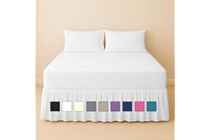 Rohi Base Valance Bed Sheet - Frilled Design - FIT Over - 16” Deep Fit Base Valance Sheet, Polycotton Bedding - OEKO-TEX® Standard 100 Certified (King Base Valance,White)