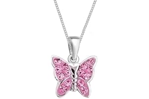 Kristall Schmetterling Anhänger mit Kette 925 Sterling-Silber Mädchen Kinder