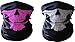 Produktbild 2x Premium Multifunktionstuch | Sturmmaske | Bandana | Schlauchtuch | Halstuch mit Totenkopf- Skelettmasken für Motorrad Fahrrad Ski Paintball Gamer Karneval Kostüm Skull Maske (Rosa/Weiß)