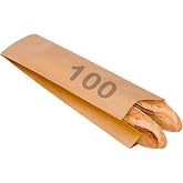 Bread bag for one bar and two bars. 100 Brown Kraft Paper Bags for Baguette Baguette Pastries. Length 55 cm (2 BARS 55 x 12 (