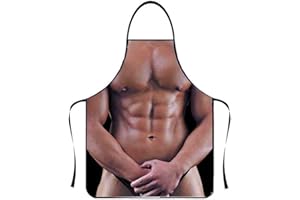 Anzhee Sexy Men Apron Creative Cooking Apron Kitchen Apron BBQ Apron Funny Motif Apron for Men Women Party Costume Funny Apron for Boyfriend New Funny Bib Apron Gift