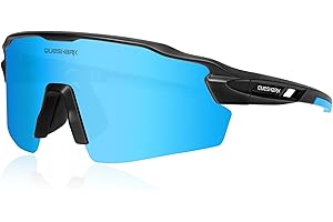 Queshark Occhiali Ciclismo Uomo e Donna, Occhiali Veloci Polarizzati, Con 1 Lenti o 4 lenti Intercambiabili, TR90 Montatura, UV400 Occhiali Sportivi Uomo per Ciclismo, Corsa, Pesca, Baseball, Sci