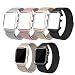 Produktbild qualiquipment Milanaise Armband mit Aluminium Hülle kompatibel mit Apple Watch 44mm/40mm 42mm/38mm, iWatch Metall Band Magnet Loop mit Schutzhülle Case Bumper Zubehör Series 4 3 2 1 (Schwarz, 42mm)