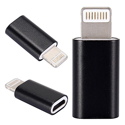 2x USB Blitz to Micro USB Type B Adapter Konverter für iPhone 5 6 6s 7 7s plus iPad iPod, kompatibel mit Apple iOS alle Versionen (Schwarz)