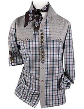 Top-Quality Trachtenhemd Herren Grün/Beige-Karo/kariert - Langarm/Kurzarm - Komfort Reine Baumwolle