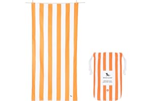 Dock & Bay Toalla de Playa - Secado Rápido, Sin Arena - Compacto, Ligero - Materiales 100% Reciclados - Incluye Funda - Cabana - Ipanema Orange, Extra Large (200x90cm, 78x35)