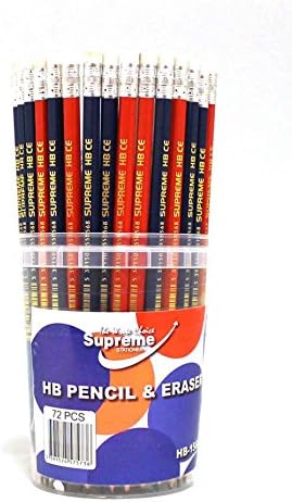 72 HB Pencils with erasers. Pack of 72 pencils with rubbers.