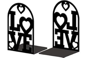 ‎PEACOBLUE Peacoblue BuchstüTzen-Halter Aus Metall füR Dekorative Regale, 13.5 X 11 X 20 cm, Moderne, Kreative, Robuste BuchstüTzen-Halter füR Schreibtisch, Regal, 1 Paar (Liebesherz)