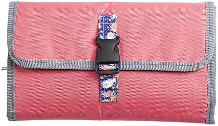 HAKGY Travel Toiletry Bag Folding Make Up Pouch Storage with Hook Organizer for Travel, Business and Bathroom Household(Rose)