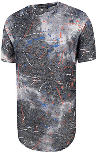 Pizoff Herren Kurzarm-langes T-Shirt Straße Hip-Hop schiere Kühle Art und Farbkleks Print Sommer Y1727-23-M Pizoff Herren Kurzarm-langes T-Shirt Straße Hip-Hop schiere Kühle Art und Farbkleks Print Sommer Y1727-23-M