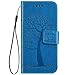 Produktbild Kompatibel für Samsung Galaxy A50 Hülle Ledertasche Flip Case,QPOLLY PU Leder Klapp Geldbörse Bäume Muster Brieftasche Schutzhülle mit Magnetverschluss Kartenfächer Stand Bookstyle Handyhülle,Blau