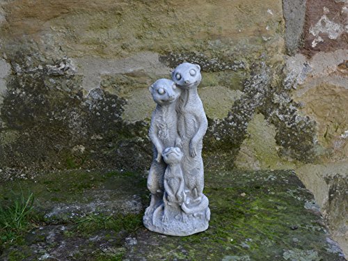 Lustige Erdmännchen Familie aus Steinguss, frostfest - 2