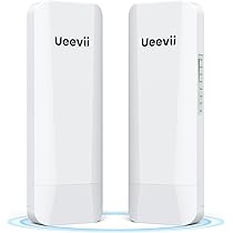 Ponte wireless per esterni, ponte WiFi punto a punto con porta Ethernet, distanza 2,4 GHz, 500 M-1 KM, 100 Mbps, adattatore PoE 24 V, confezione da 2