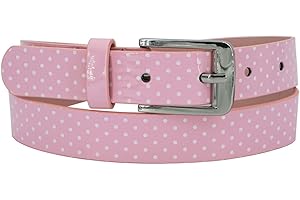 EANAGO Ceinture pour enfant fille (maternelle et primaire, 5-10 ans, tour de hanches 57-72 cm), bleu foncé ou rose, à pois blancs