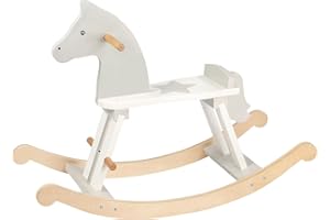 GOKI- Caballo balancín Juguetes para apilar y Encajar, Azul (53933)