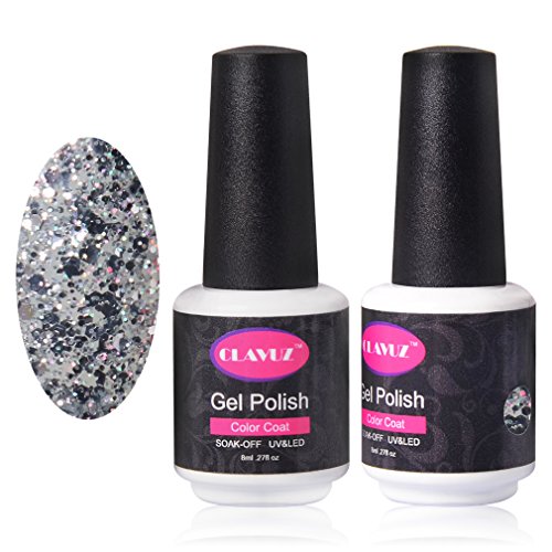 CLAVUZ Silver Glitter Gel Nail Polish Soak Off UV LED Nail Lacquer Professional Salon Nail Art 8ml