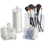 Beautify 4 Piece Storage Organiser Set for Makeup, Accessories & Toiletries - Clear