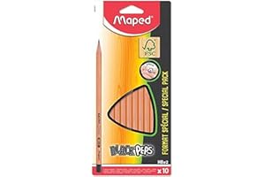 Maped - 10 Crayons Graphite Black’Peps - 10 Crayons à Papier HB Embout Peint - Ergonomique et Triangulaire - Crayons en Bois Certifié 100% FSC