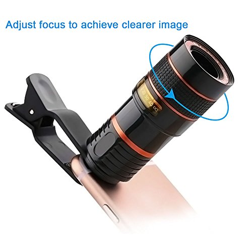 aceyoon Lenti iPhone 7 Zoom Clip On Universale Teleobiettivo Smartphone 12X Zoom Ottico Obiettivi Cellulare Lente Messa a Fuoco per iPhone x 8 7 7 Plus 6 6s Huawei P10 P9 Lite HTC Sony Phone fotocamera