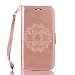 Produktbild Lonchee HTC One M8 Wallet Tasche Brieftasche Schutzhülle ,Mandala Blumenmuster geprägt Muster Design Hochwertige PU Leder Folio Tasche Case Hülle im Bookstyle mit Standfunktion Kredit Kartenfächer (Rosengold)
