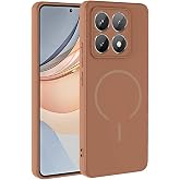 Elfia Xiaomi Mi 14T ile Uyumlu Kılıf Silikon Mat Renkli Kamera Lens Korumalı M-Safe Şarj &Ouml;zellikli İnce Kapak Meta Kahverengi