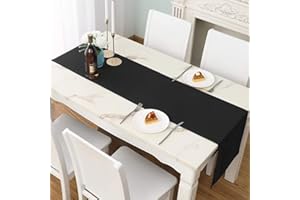 LivinEase Camino de Mesa 42 x 240 cm - Mezcla de Algodón 250 g/m² - Ideal para Mesa Navideña de 6 a 8 Personas - Negro