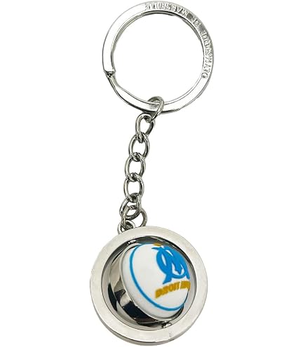 Porte-Clés Demi-Ballon Plat Noir & Argent - Métal - Marque Onwomania - Neuf Avec Étiquettes