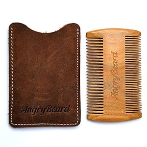 Mens Beard Comb with leather Case - Two sided beard comb & Mustaches comb - Sandal Wood Pocket Comb & Case, Dual Action… - Image 5