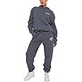 JIOZIDO Women's Tracksuits Sets 2 Piece Outfits Hoodie and Sweatpants Jogger Plain Set Women Activewear Lounge Wear Sets for Women Tracksuit Womens UK