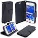 Produktbild Moozy Fancy Buch Flip Handy Tasche mit Stand / Handschlaufe / Silikon Handyhalter für Samsung Galaxy V Plus / V+ / Trend 2 Lite /G318, Schwarz