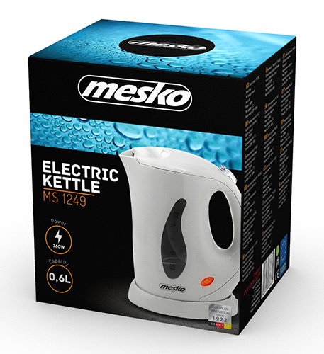 Mesko schnurloser Mini-Wasserkocher MS 1249 | 0,6 l Rauminhalt | automatische Ausschaltung | Elektrischer Teekocher mit einer Leistung von 760W | integrierter Kalkfilter | weiß | inklusive Melitta Swirl Bio-Entkalker Pulver (2 x 20g) - 4
