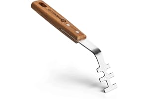 BURNHARD Sollevatore Griglia Acciaio Inox, Manico Ergonomico in Legno di Acacia, Presa Sicura, Compatibile con Griglie Fred & Earl, Gancio Integrato – Grid Lifter