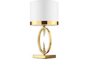 HVKVHVY Lampe de table moderne, légère et luxueuse, lampe de chevet E27 pour le salon, abat jour en tissu blanc lampe de table, lampe de chevet avec base en métal doré, lampe de lecture pour chambre 49 x 25
