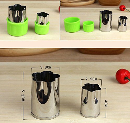 Misika 8 PCS Edelstahl Gebäck Cookie Kuchen Gemüse Obst Ausstecher Ausstechformen Gemüseschneider Schneider Formen Set Grün Orange Pink Rot - 5