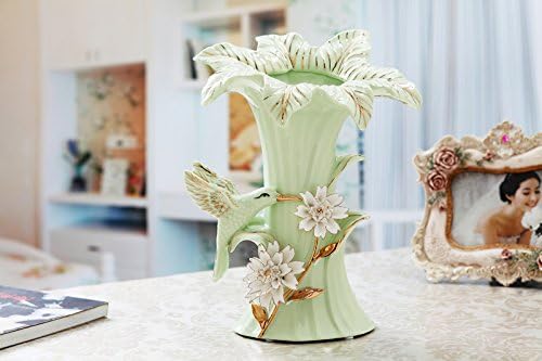 Maivace Ceramic Vase Decorative Ornaments European Ceramic Handmade Flower Enamel Flower Painted Gold Parrot Hummingbird
